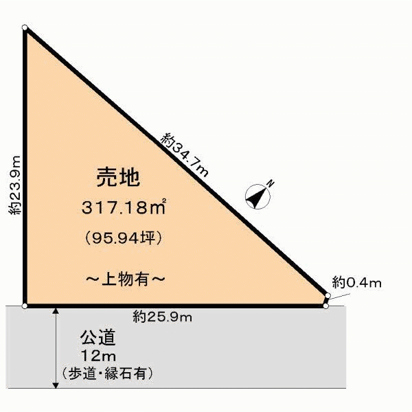 三角形の土地の写真0